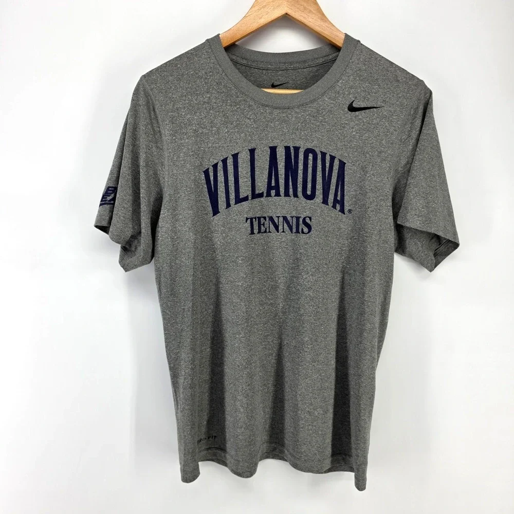 Nike Villanova Tennis T-Shirt Mens Small Gray Dri-FIT Athletic Short Sleeve Tee